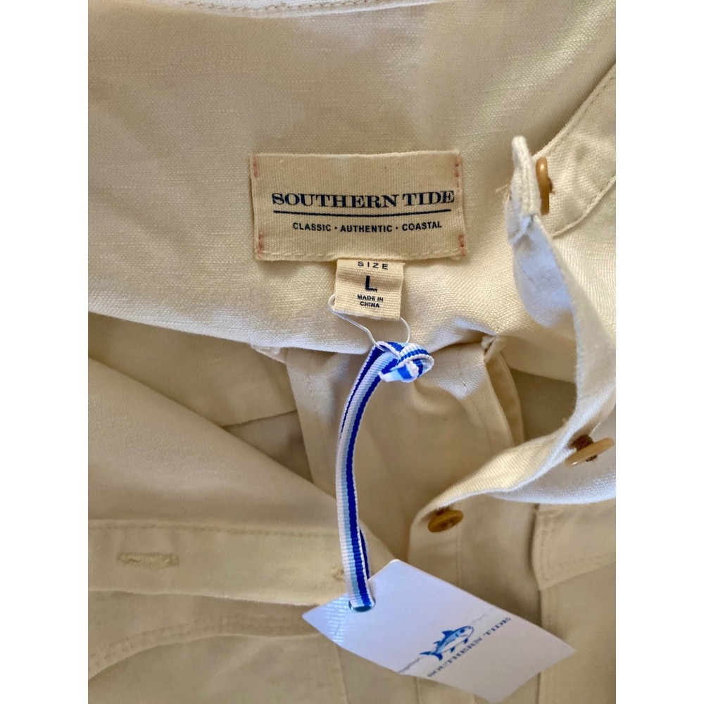 NEW Southern Tide Women's Kiara Maxi Dress Long Sleeve Belted Sand Sand White L - Picture 11 of 16